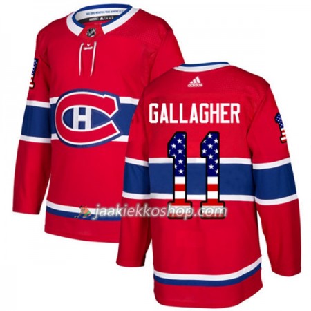 Miehille NHL Montreal Canadiens Pelipaita Brendan Gallagher 11 Adidas 2017-2018 Punainen USA Flag Fashion Authentic